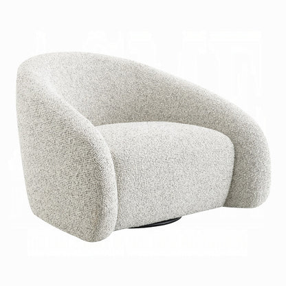 Zoey Accent Chair w/Swivel - White & Gray Two Tone Tweed
