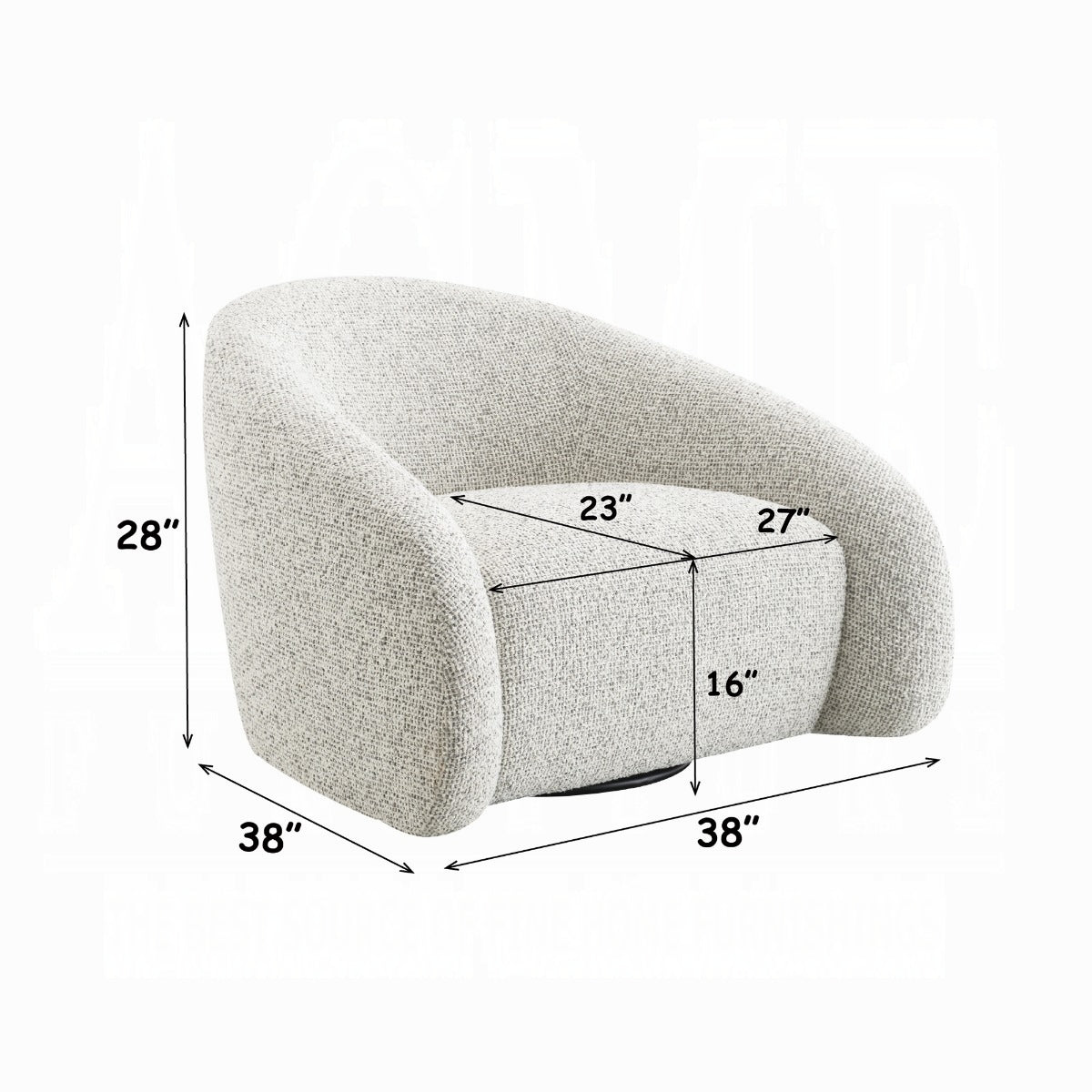 Zoey Accent Chair w/Swivel - White & Gray Two Tone Tweed