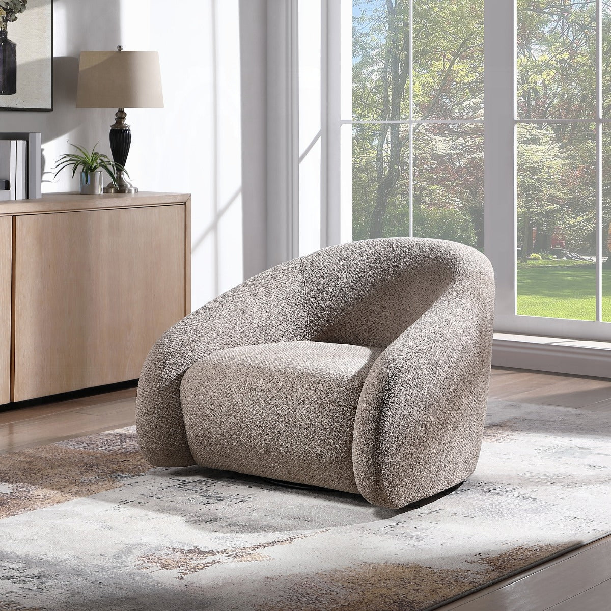 Zoey Accent Chair w/Swivel - Latte Linen