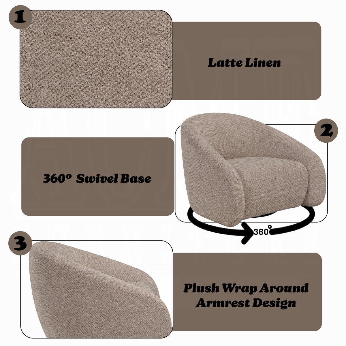 Zoey Accent Chair w/Swivel - Latte Linen