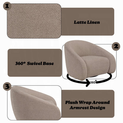 Zoey Accent Chair w/Swivel - Latte Linen