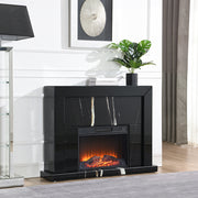 Chimenea rectangular Drisana de 120 cm con veta de mármol
