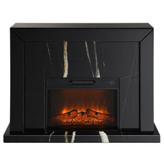 Chimenea rectangular Drisana de 120 cm con veta de mármol