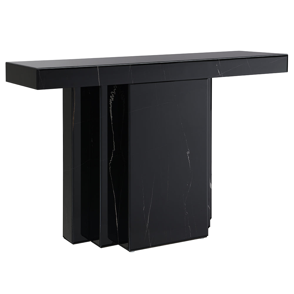 Consola rectangular Drisana con veta de mármol