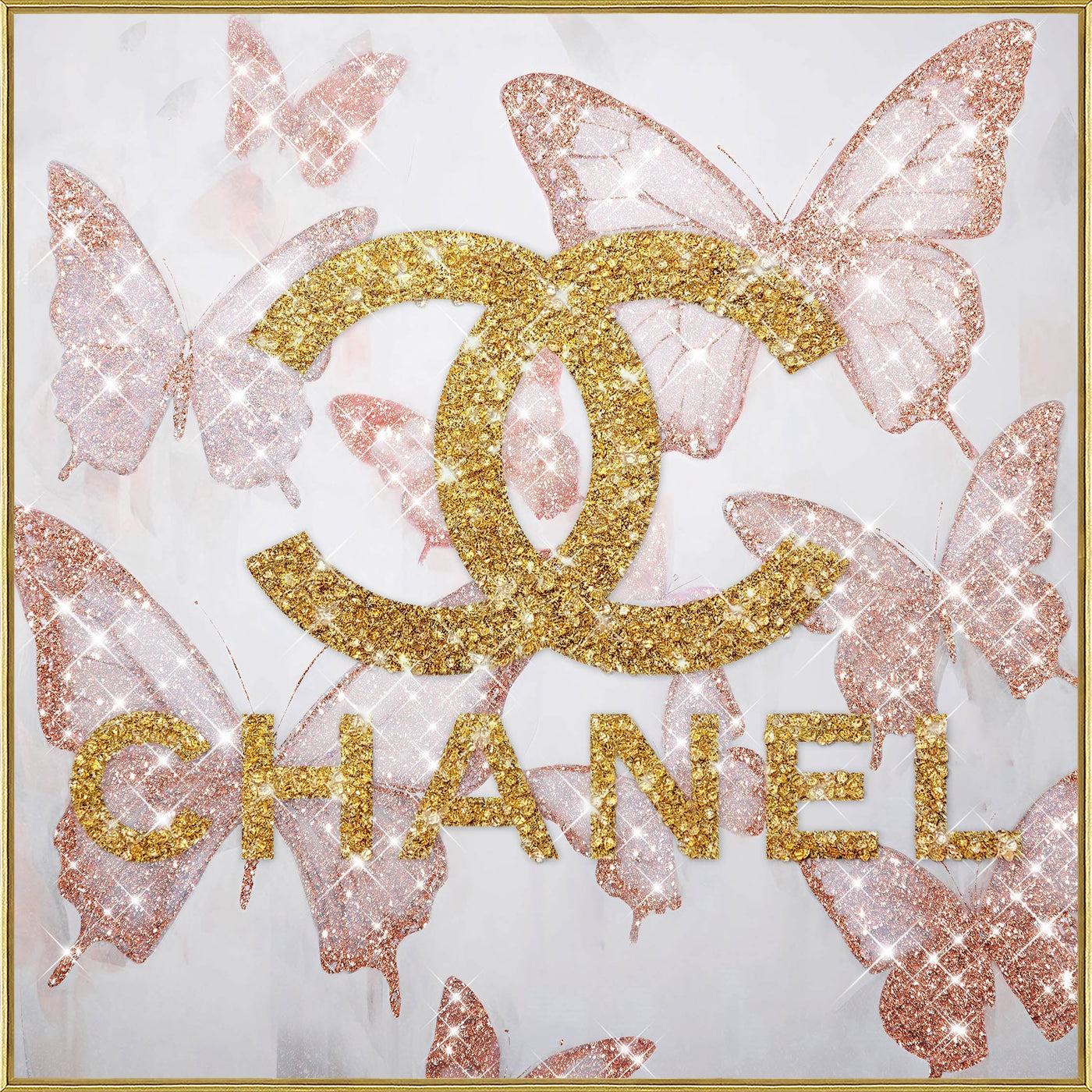 Glam Flutter II Gloss Canvas w/Rocks in Frame