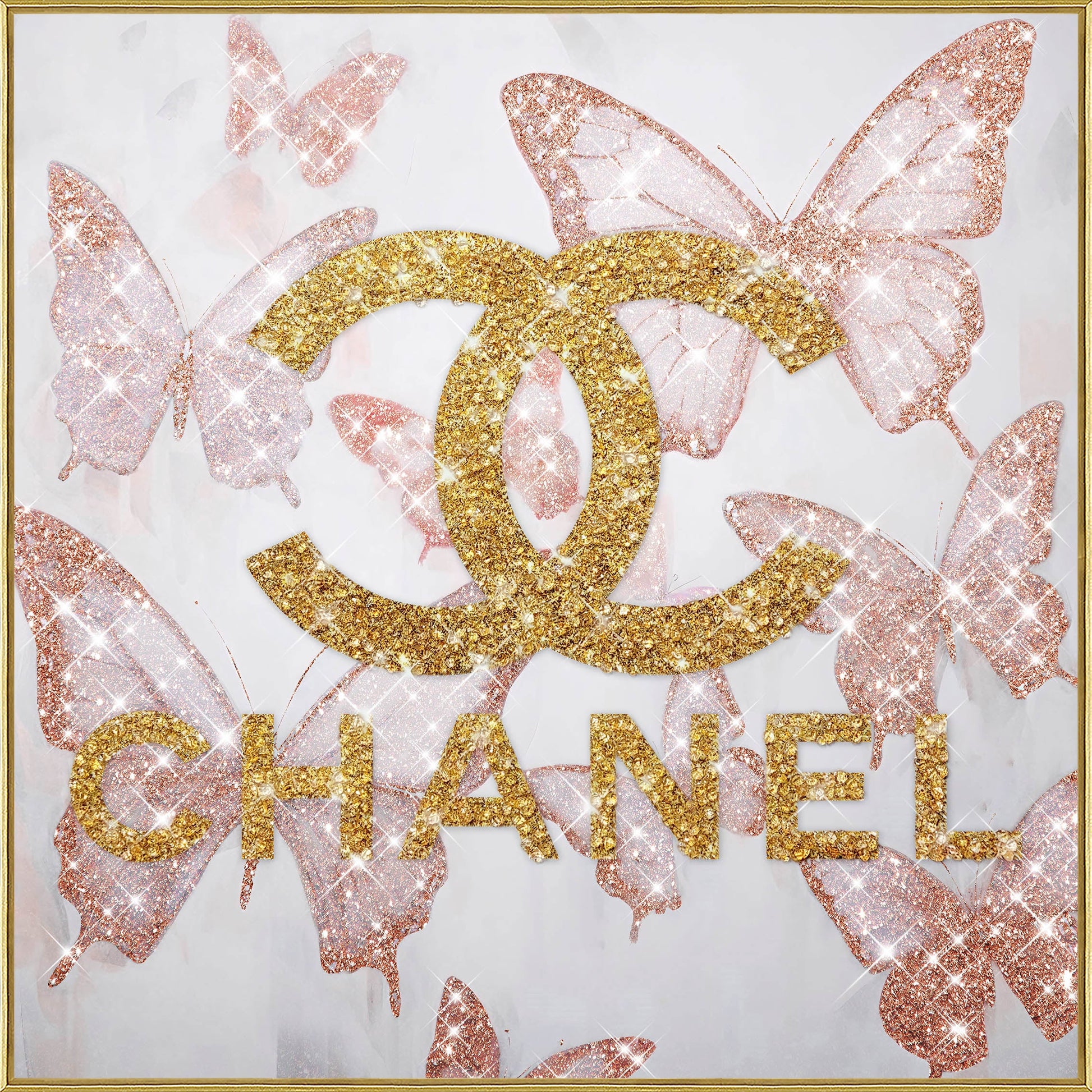 Glam Flutter II Gloss Canvas w/Rocks in Frame