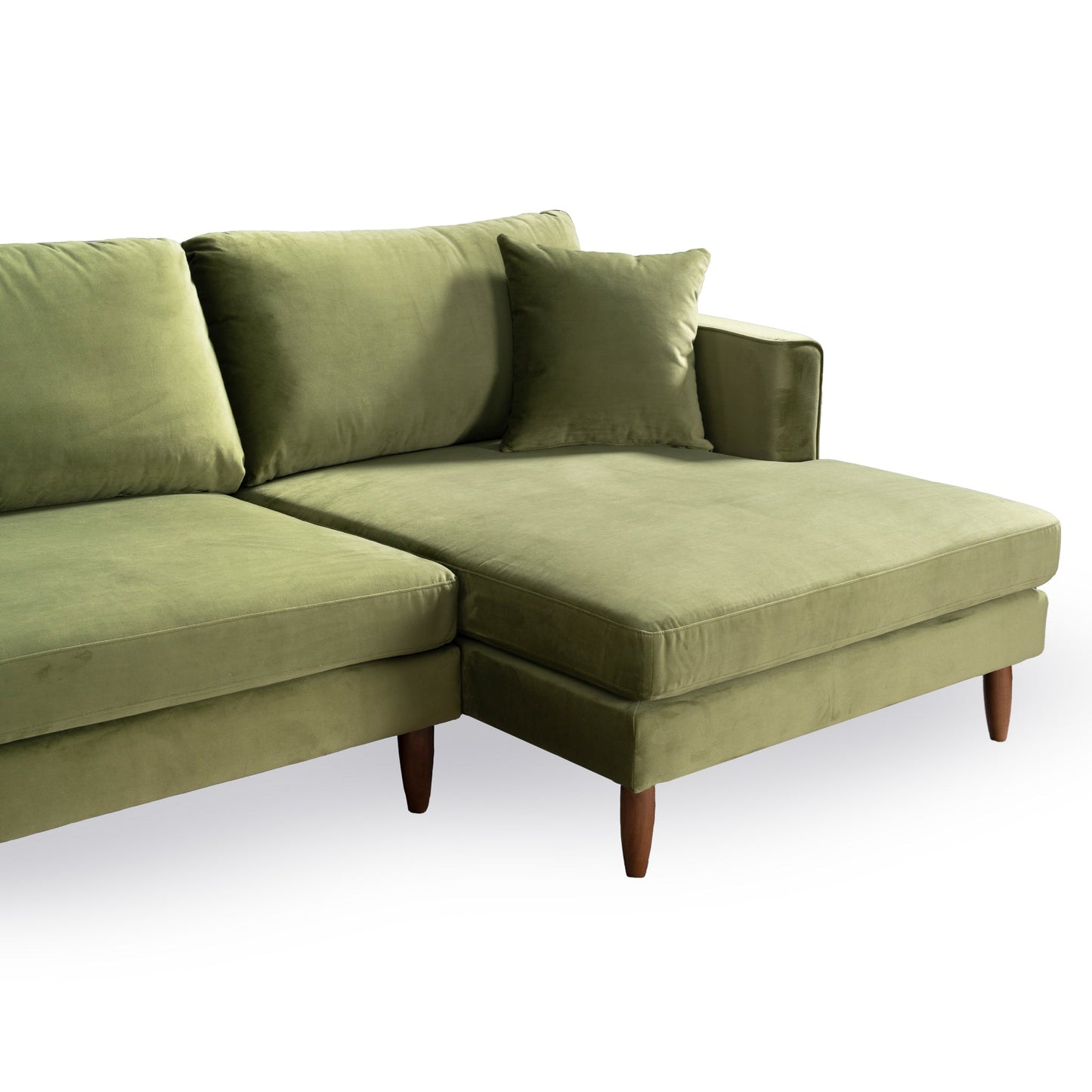 Blake L-Shaped Olive Green Velvet Sectional Sofa Right Facing