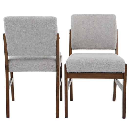 Juego de 2 sillas de comedor Caldwell - Boucle gris claro