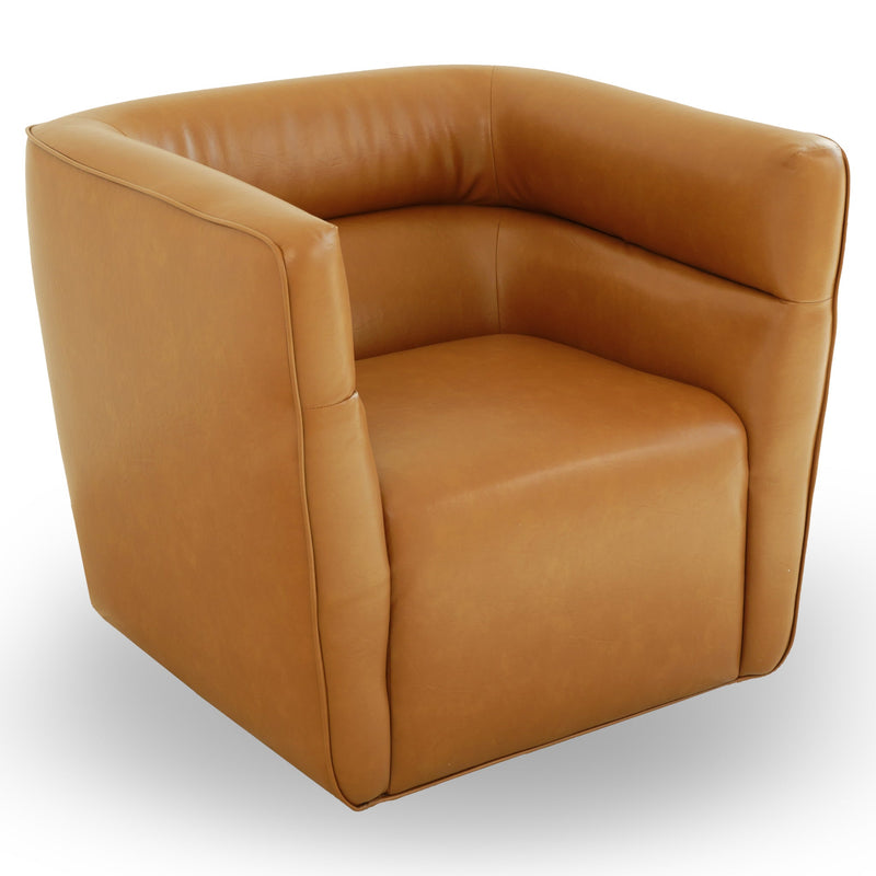 Silla giratoria Callan - Cuero vegano color canela