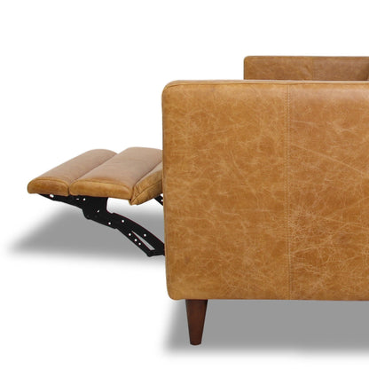 Sofá eléctrico reclinable de cuero Christopher Tan, con orientación hacia la derecha