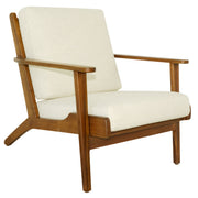Sillón Connor de madera maciza y lino - Crema