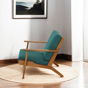 Sillón Connor de madera maciza y lino - Verde azulado