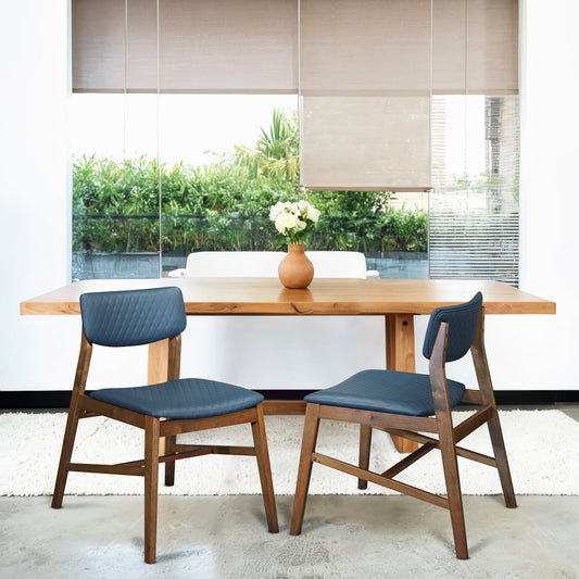 Juego de 4 sillas de comedor Edgehill - Cuero vegano azul marino