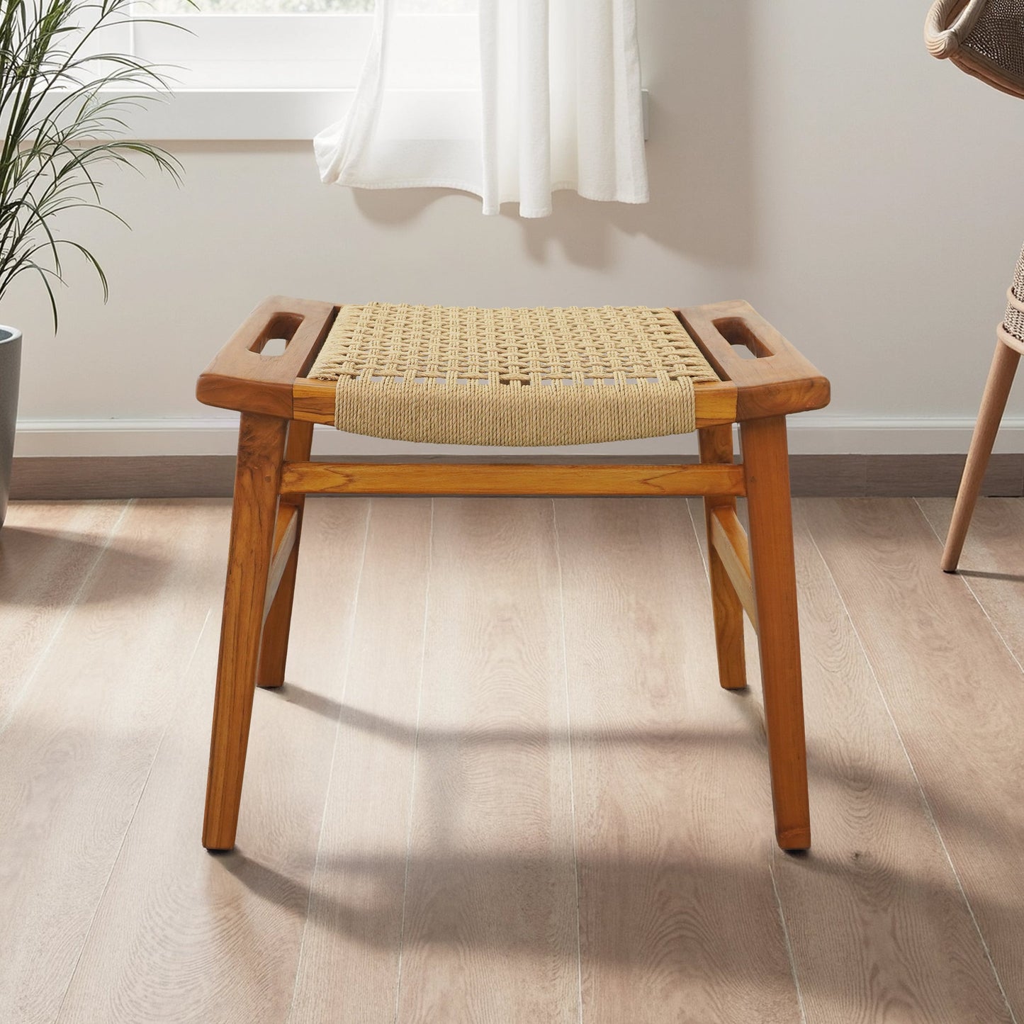 Grit Rustic Solid Wood Frame Loom Stool