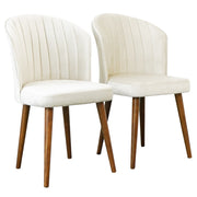 Juego de 2 sillas de comedor Parsons - Terciopelo beige