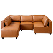 Reno Cognac Vegan Leather Modular Sofa