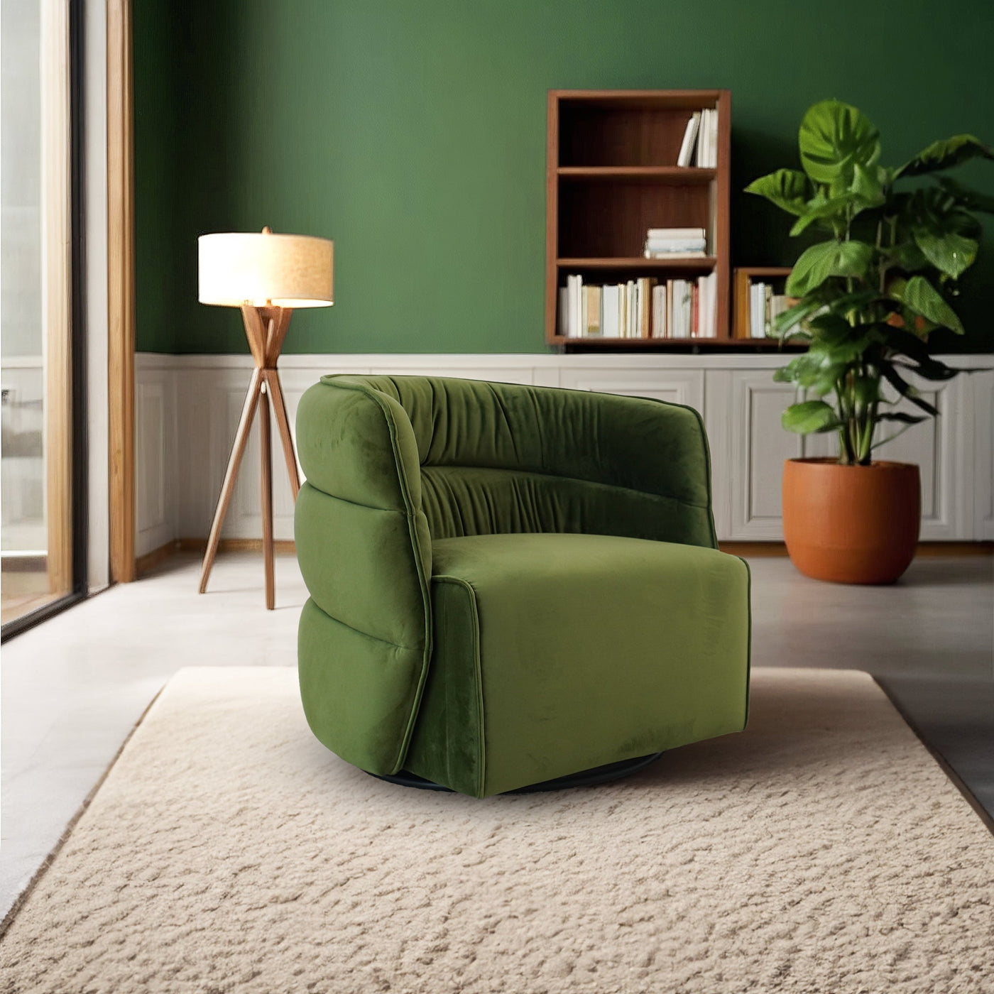 Silla giratoria Walden - Terciopelo verde