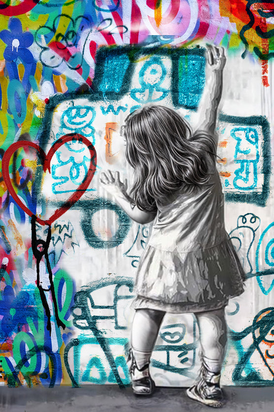 ''Coloring is Fun'' Hand-painted Gloss Canvas