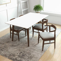 Mesa de comedor rectangular de madera maciza de estilo moderno Levi de 120 cm