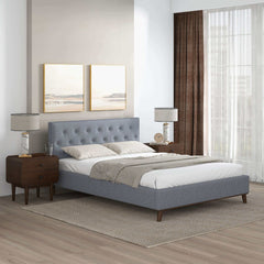 Cama Graceville Queen con plataforma y lino gris claro