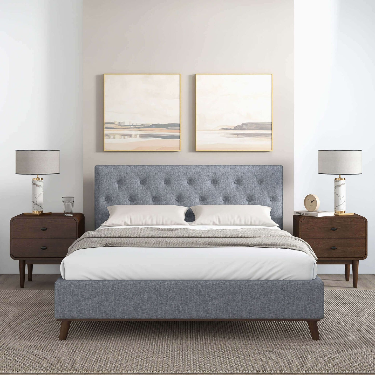 Graceville Queen Platform Bed Light Grey Linen