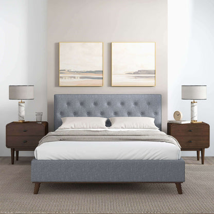 Graceville Queen Platform Bed Light Grey Linen