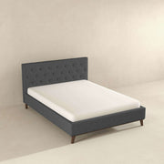 Cama Graceville Queen de tela gris oscuro con plataforma