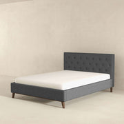 Cama Graceville Queen de tela gris oscuro con plataforma