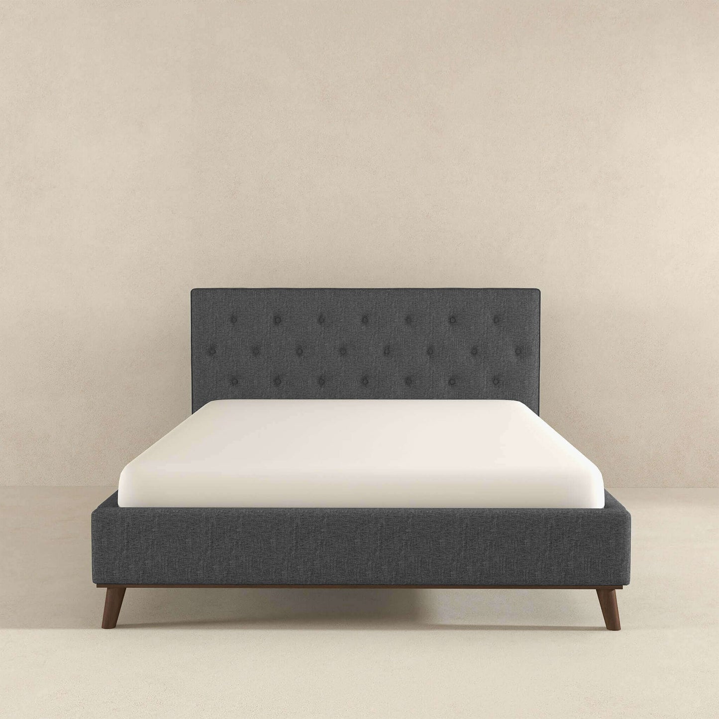 Cama Graceville Queen de tela gris oscuro con plataforma