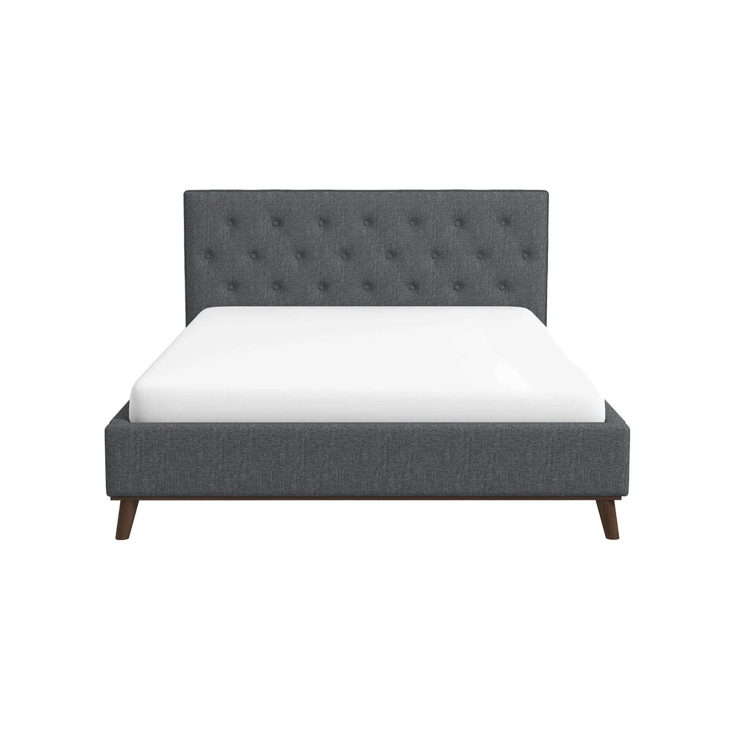 Cama Graceville Queen de tela gris oscuro con plataforma