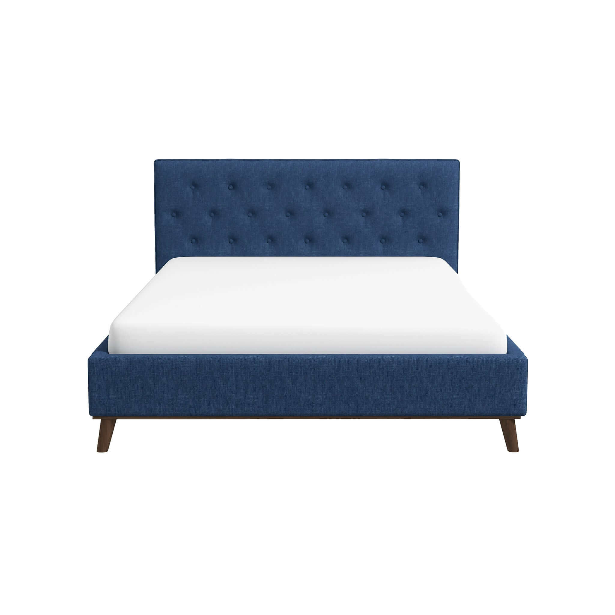 Cama Queen Graceville con plataforma de lino azul marino