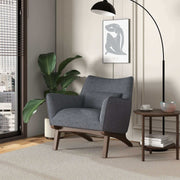 Sillón Brayden de lino gris estilo moderno de mediados de siglo con diseño de lado marino