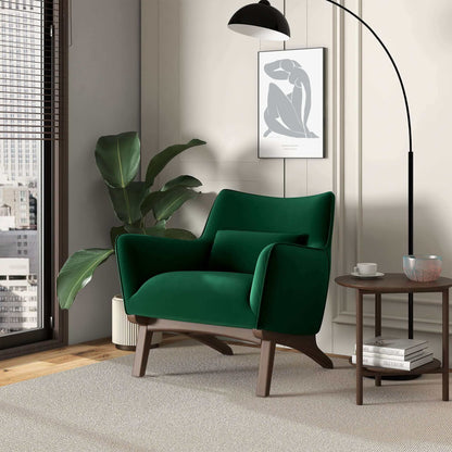 Sillón Brayden de terciopelo verde oscuro de mediados de siglo
