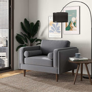 Sillón de terciopelo gris ámbar