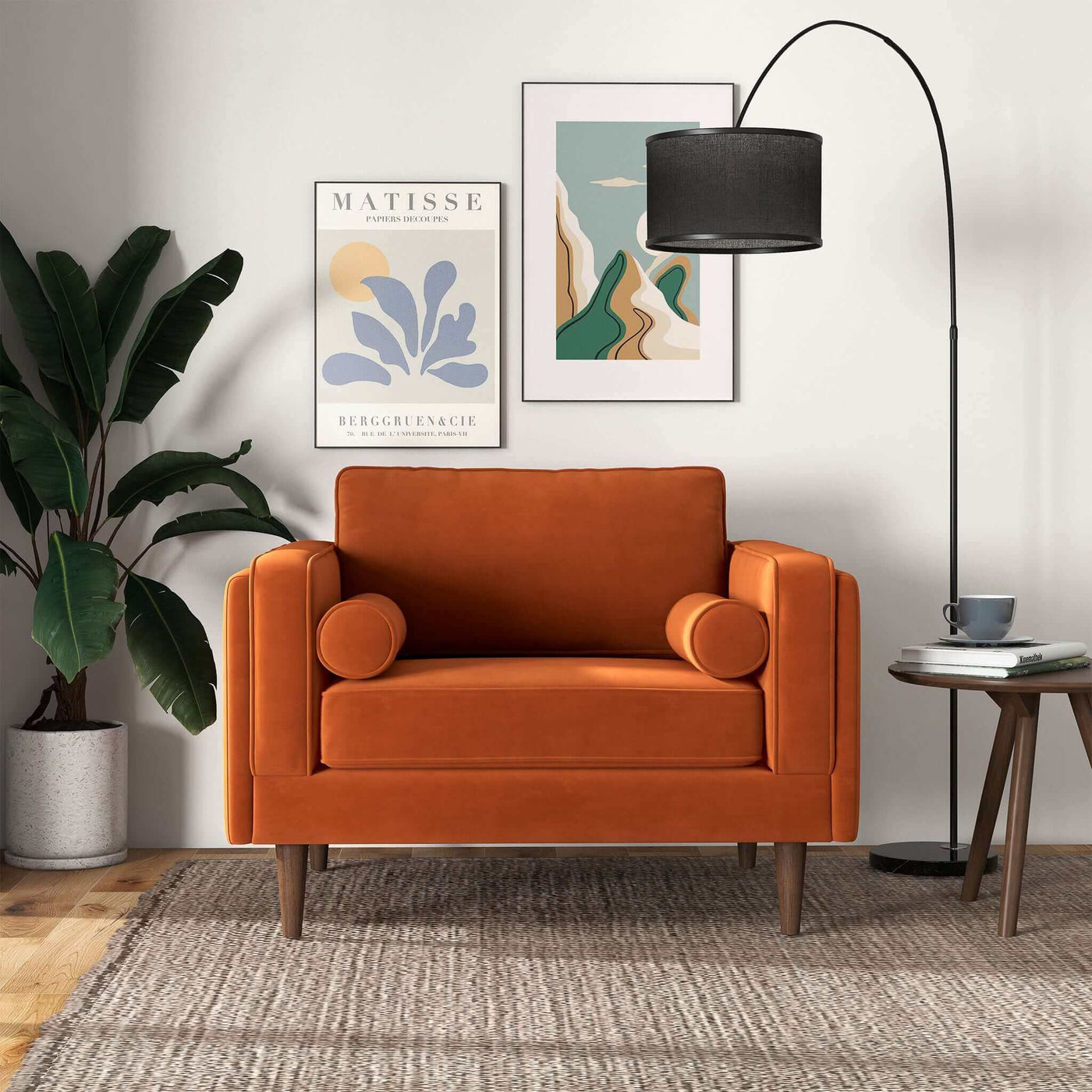 Amber Burnt Orange Velvet Lounge Chair