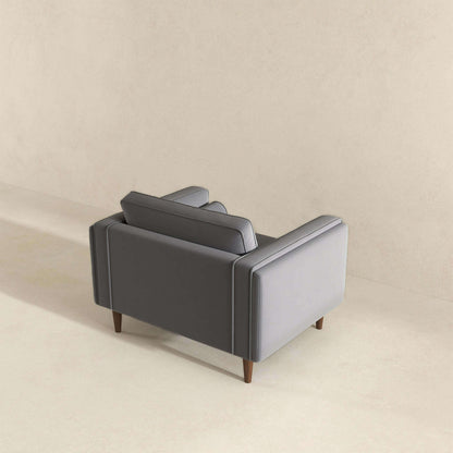 Sillón de terciopelo gris ámbar