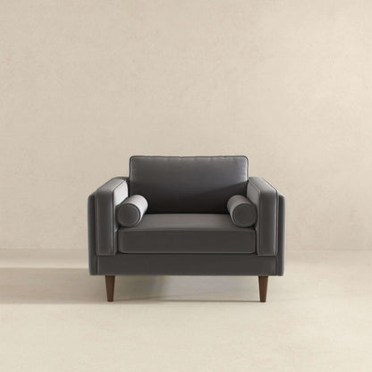 Sillón de terciopelo gris ámbar