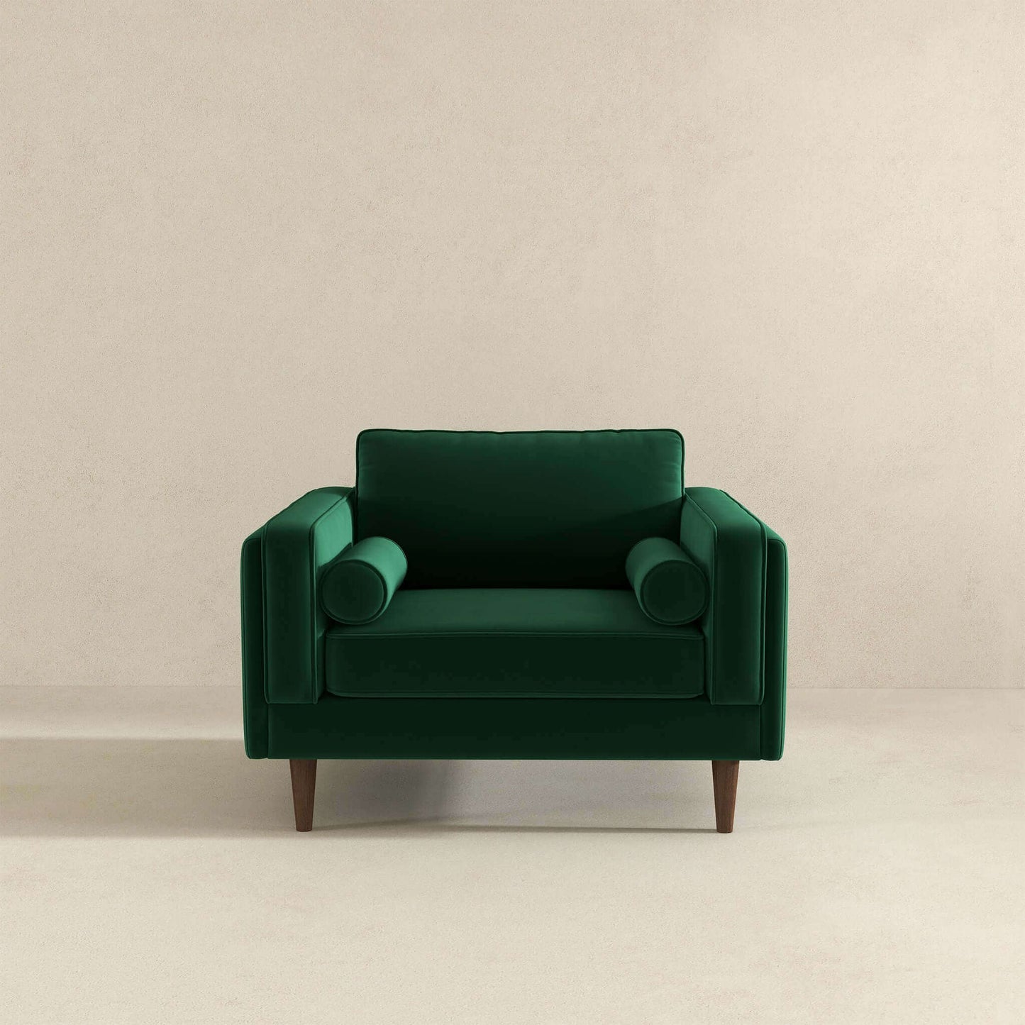 Sillón de terciopelo verde oscuro ámbar