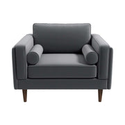 Sillón de terciopelo gris ámbar