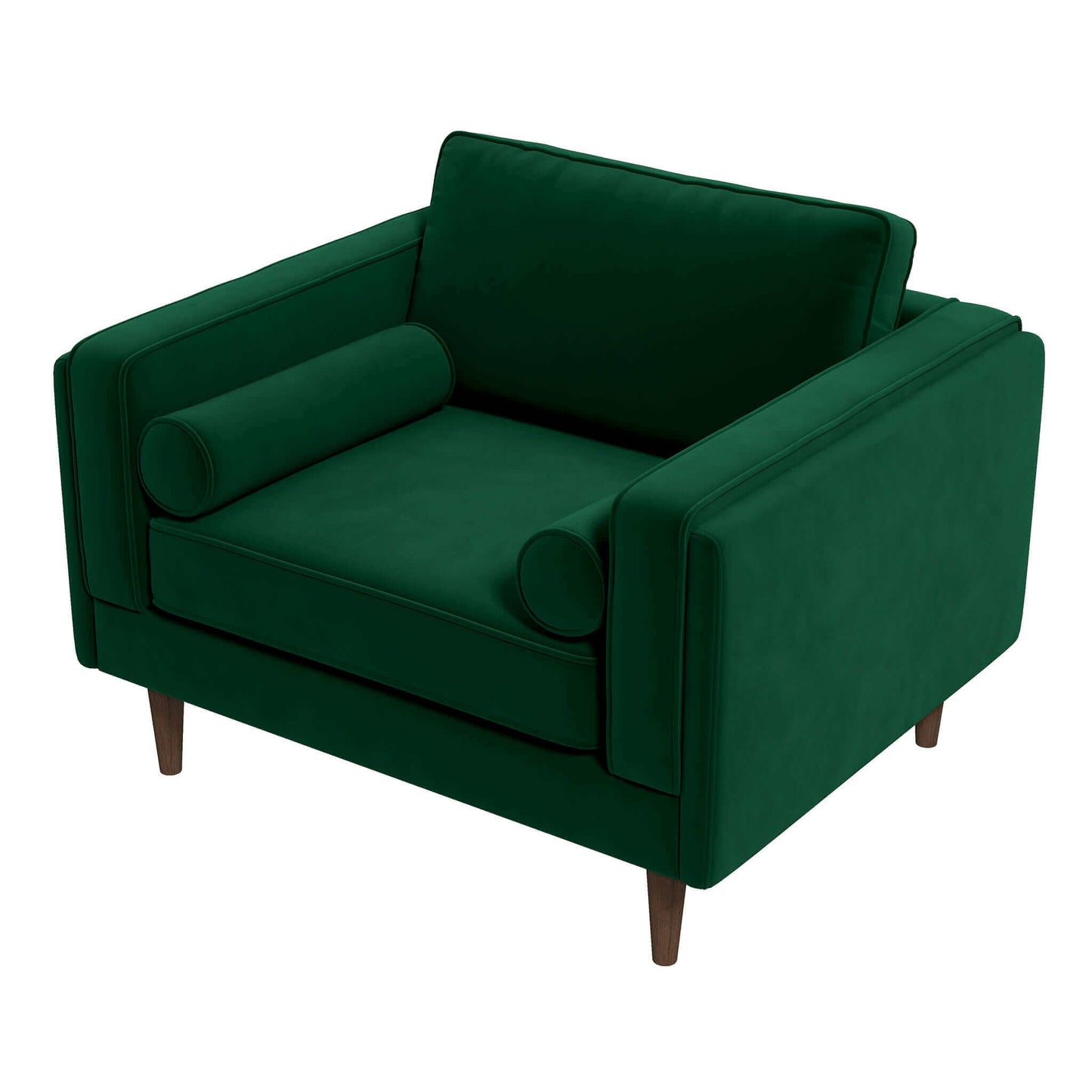 Sillón de terciopelo verde oscuro ámbar