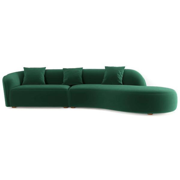 Elijah Dark Green Japandi Style Curvy Sectional Sofa 126