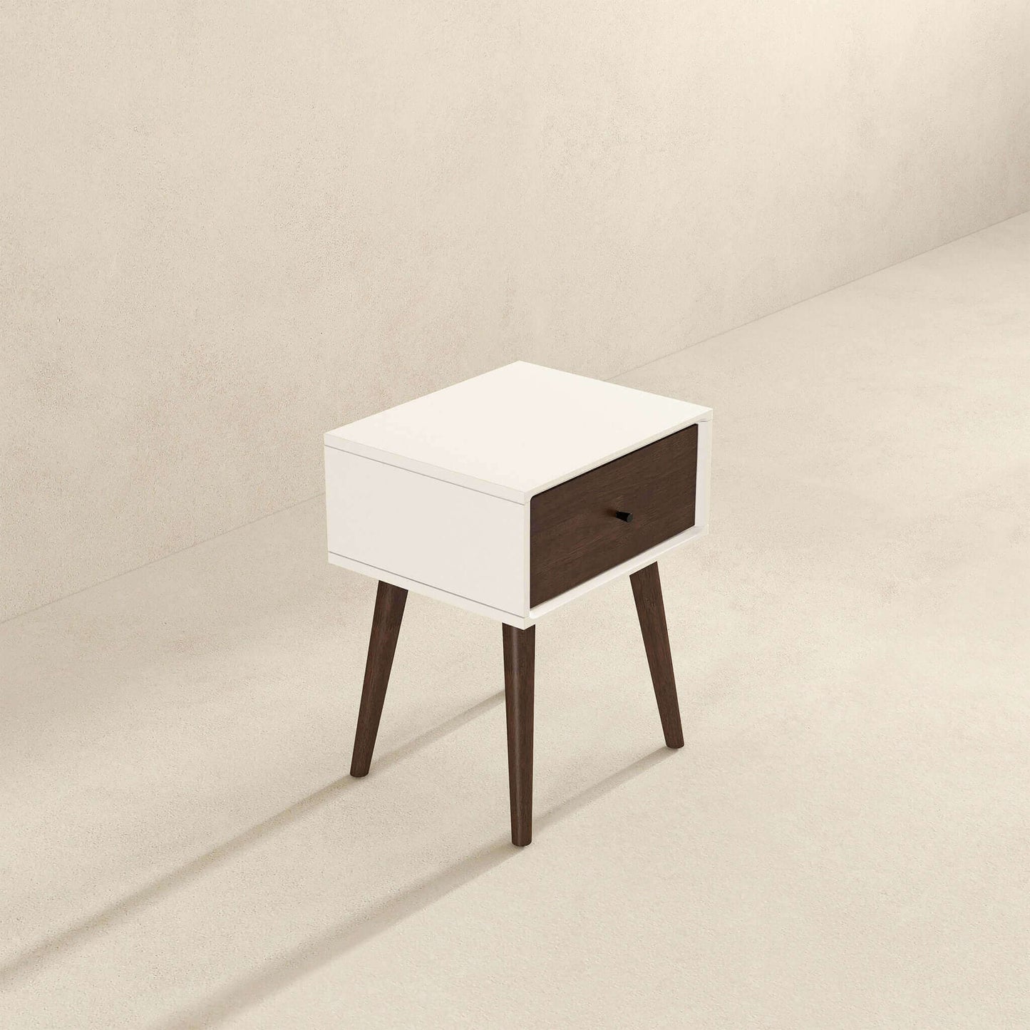 Mesita de noche de madera maciza Avery con 1 cajón