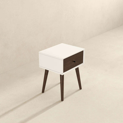 Mesita de noche de madera maciza Avery con 1 cajón