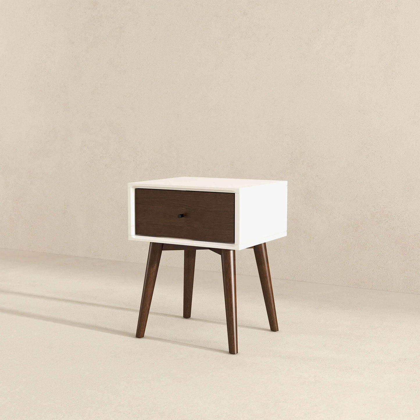 Mesita de noche de madera maciza Avery con 1 cajón