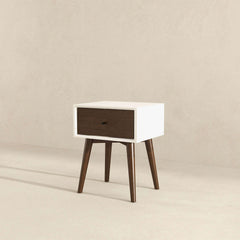 Mesita de noche de madera maciza Avery con 1 cajón