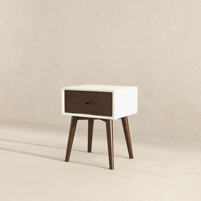 Mesita de noche de madera maciza Avery con 1 cajón