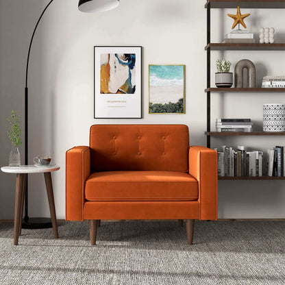 Casey  Burnt Orange Velvet Lounge Chair