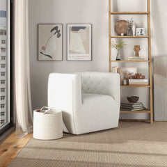 Silla giratoria Delaney color crema Boucle