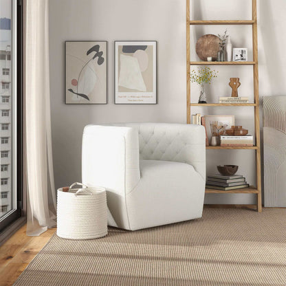 Silla giratoria Delaney color crema Boucle