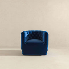 Silla giratoria Delaney de terciopelo azul oscuro